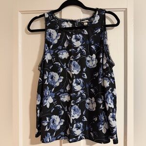 a new day Black and Blue Floral Blouse XL